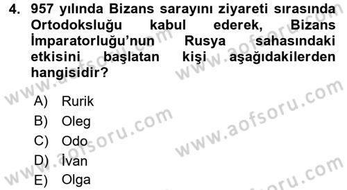 Ortaçağ-Yeniçağ Avrupa Tarihi Dersi 2016 - 2017 Yılı (Final) Dönem Sonu Sınav Soruları 4. Soru