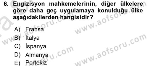 Ortaçağ-Yeniçağ Avrupa Tarihi Dersi Ara Sınavı Deneme Sınav Soruları 6. Soru