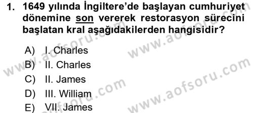 Ortaçağ-Yeniçağ Avrupa Tarihi Dersi 2017 - 2018 Yılı (Final) Dönem Sonu Sınav Soruları 1. Soru