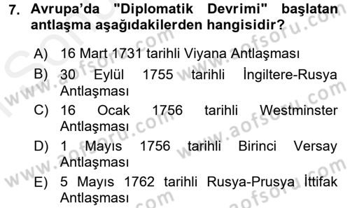 Ortaçağ-Yeniçağ Avrupa Tarihi Dersi 2017 - 2018 Yılı (Final) Dönem Sonu Sınav Soruları 7. Soru