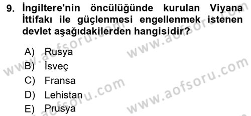 Ortaçağ-Yeniçağ Avrupa Tarihi Dersi 2017 - 2018 Yılı (Final) Dönem Sonu Sınav Soruları 9. Soru