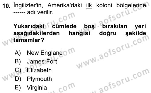 Ortaçağ-Yeniçağ Avrupa Tarihi Dersi 2018 - 2019 Yılı (Final) Dönem Sonu Sınav Soruları 10. Soru