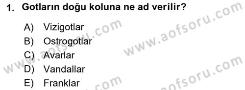 Ortaçağ-Yeniçağ Avrupa Tarihi Dersi 2018 - 2019 Yılı Yaz Okulu Sınav Soruları 1. Soru