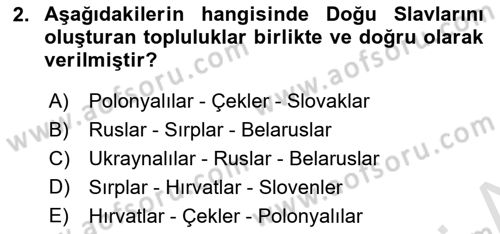 Ortaçağ-Yeniçağ Avrupa Tarihi Dersi Ara Sınavı Deneme Sınav Soruları 2. Soru