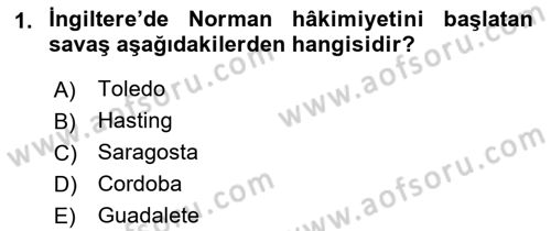 Ortaçağ-Yeniçağ Avrupa Tarihi Dersi 2019 - 2020 Yılı (Final) Dönem Sonu Sınav Soruları 1. Soru