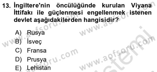 Ortaçağ-Yeniçağ Avrupa Tarihi Dersi 2019 - 2020 Yılı (Final) Dönem Sonu Sınav Soruları 13. Soru