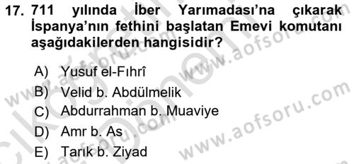 Ortaçağ-Yeniçağ Avrupa Tarihi Dersi Ara Sınavı Deneme Sınav Soruları 17. Soru