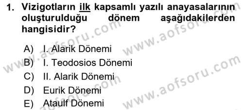Ortaçağ-Yeniçağ Avrupa Tarihi Dersi 2022 - 2023 Yılı (Vize) Ara Sınav Soruları 1. Soru