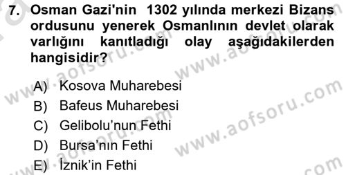 Ortaçağ-Yeniçağ Avrupa Tarihi Dersi Ara Sınavı Deneme Sınav Soruları 7. Soru