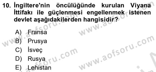 Ortaçağ-Yeniçağ Avrupa Tarihi Dersi 2022 - 2023 Yılı (Final) Dönem Sonu Sınav Soruları 10. Soru