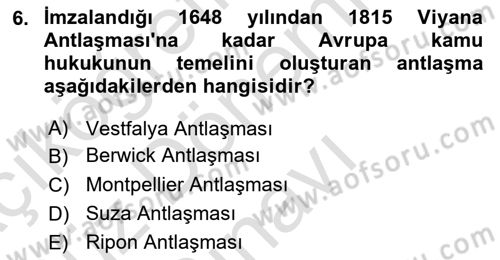 Ortaçağ-Yeniçağ Avrupa Tarihi Dersi 2022 - 2023 Yılı (Final) Dönem Sonu Sınav Soruları 6. Soru