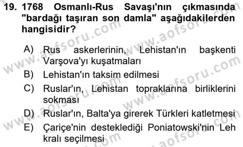 Ortaçağ-Yeniçağ Avrupa Tarihi Dersi 2022 - 2023 Yılı Yaz Okulu Sınav Soruları 19. Soru