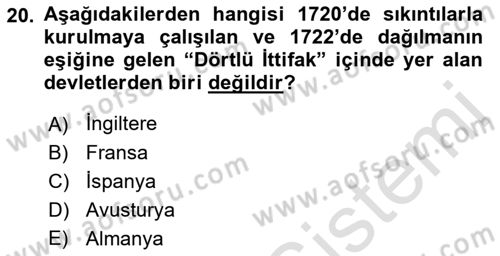 Ortaçağ-Yeniçağ Avrupa Tarihi Dersi 2022 - 2023 Yılı Yaz Okulu Sınav Soruları 20. Soru