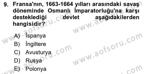 Ortaçağ-Yeniçağ Avrupa Tarihi Dersi 2023 - 2024 Yılı (Final) Dönem Sonu Sınav Soruları 9. Soru