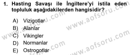 Ortaçağ-Yeniçağ Avrupa Tarihi Dersi 2024 - 2025 Yılı (Vize) Ara Sınav Soruları 1. Soru