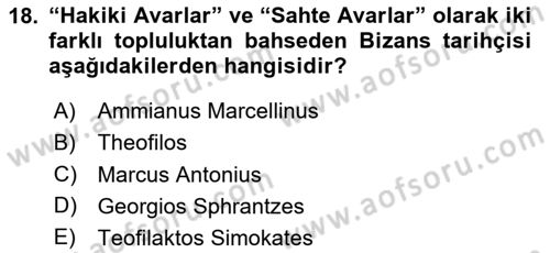 Ortaçağ-Yeniçağ Avrupa Tarihi Dersi 2024 - 2025 Yılı (Vize) Ara Sınav Soruları 18. Soru
