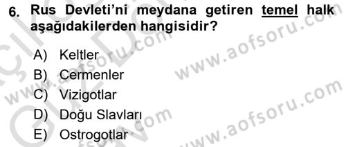 Ortaçağ-Yeniçağ Avrupa Tarihi Dersi 2024 - 2025 Yılı (Vize) Ara Sınav Soruları 6. Soru