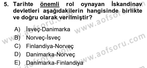 Ortaçağ-Yeniçağ Avrupa Tarihi Dersi 2024 - 2025 Yılı (Final) Dönem Sonu Sınav Soruları 5. Soru