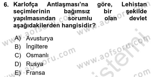 Ortaçağ-Yeniçağ Avrupa Tarihi Dersi 2024 - 2025 Yılı (Final) Dönem Sonu Sınav Soruları 6. Soru