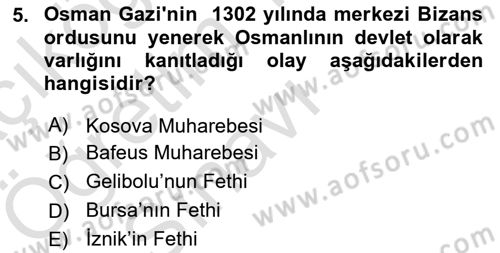 Ortaçağ-Yeniçağ Avrupa Tarihi Dersi 2024 - 2025 Yılı Yaz Okulu Sınav Soruları 5. Soru
