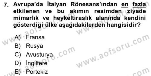 Ortaçağ-Yeniçağ Avrupa Tarihi Dersi 2024 - 2025 Yılı Yaz Okulu Sınav Soruları 7. Soru
