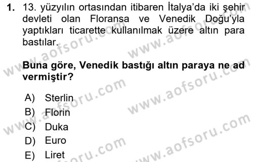 Ortaçağ-Yeniçağ Avrupa Tarihi Dersi 2025 - 2026 Yılı (Vize) Ara Sınav Soruları 1. Soru