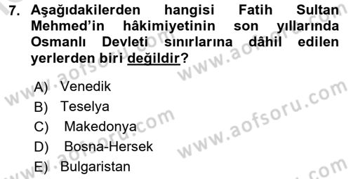 Ortaçağ-Yeniçağ Avrupa Tarihi Dersi 2025 - 2026 Yılı (Vize) Ara Sınav Soruları 7. Soru