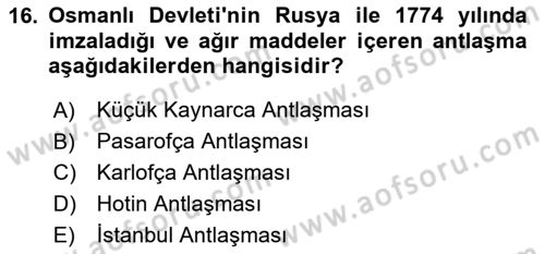 Ortaçağ-Yeniçağ Avrupa Tarihi Dersi 2025 - 2026 Yılı (Final) Dönem Sonu Sınav Soruları 16. Soru