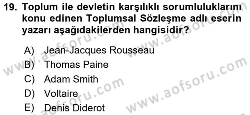 Ortaçağ-Yeniçağ Avrupa Tarihi Dersi 2025 - 2026 Yılı (Final) Dönem Sonu Sınav Soruları 19. Soru