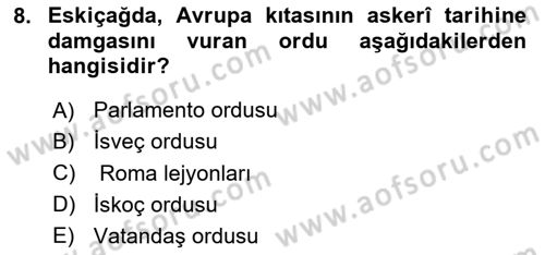 Ortaçağ-Yeniçağ Avrupa Tarihi Dersi 2025 - 2026 Yılı (Final) Dönem Sonu Sınav Soruları 8. Soru