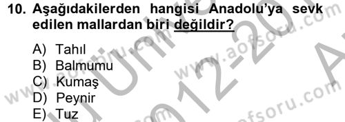 Rusya Tarihi Dersi 2012 - 2013 Yılı (Vize) Ara Sınav Soruları 10. Soru