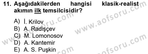 Rusya Tarihi Dersi 2012 - 2013 Yılı (Final) Dönem Sonu Sınav Soruları 11. Soru