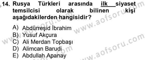 Rusya Tarihi Dersi 2012 - 2013 Yılı (Final) Dönem Sonu Sınav Soruları 14. Soru