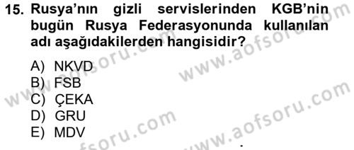 Rusya Tarihi Dersi 2012 - 2013 Yılı (Final) Dönem Sonu Sınav Soruları 15. Soru