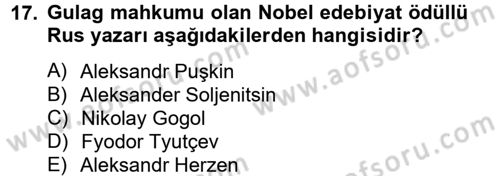 Rusya Tarihi Dersi 2012 - 2013 Yılı (Final) Dönem Sonu Sınav Soruları 17. Soru