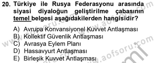 Rusya Tarihi Dersi 2012 - 2013 Yılı (Final) Dönem Sonu Sınav Soruları 20. Soru