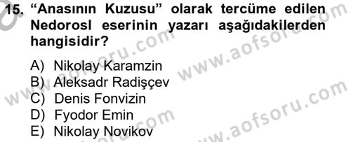Rusya Tarihi Dersi 2013 - 2014 Yılı (Vize) Ara Sınav Soruları 15. Soru