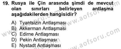 Rusya Tarihi Dersi 2013 - 2014 Yılı (Vize) Ara Sınav Soruları 19. Soru