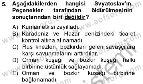 Rusya Tarihi Dersi 2013 - 2014 Yılı (Vize) Ara Sınav Soruları 5. Soru