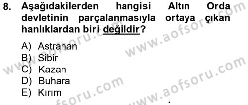 Rusya Tarihi Dersi 2013 - 2014 Yılı (Vize) Ara Sınav Soruları 8. Soru