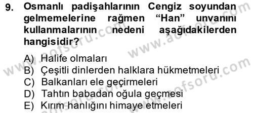 Rusya Tarihi Dersi 2013 - 2014 Yılı (Vize) Ara Sınav Soruları 9. Soru