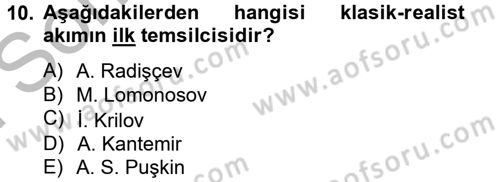 Rusya Tarihi Dersi 2013 - 2014 Yılı (Final) Dönem Sonu Sınav Soruları 10. Soru