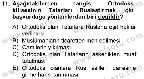 Rusya Tarihi Dersi 2013 - 2014 Yılı (Final) Dönem Sonu Sınav Soruları 11. Soru
