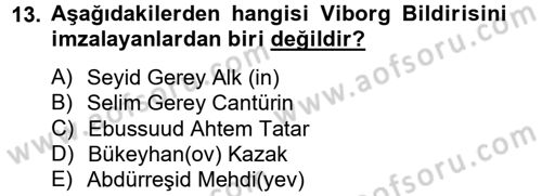 Rusya Tarihi Dersi 2013 - 2014 Yılı (Final) Dönem Sonu Sınav Soruları 13. Soru