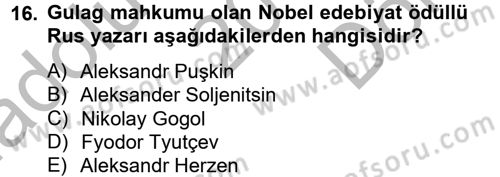 Rusya Tarihi Dersi 2013 - 2014 Yılı (Final) Dönem Sonu Sınav Soruları 16. Soru