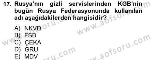 Rusya Tarihi Dersi 2013 - 2014 Yılı (Final) Dönem Sonu Sınav Soruları 17. Soru