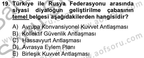 Rusya Tarihi Dersi 2013 - 2014 Yılı (Final) Dönem Sonu Sınav Soruları 19. Soru