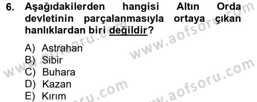 Rusya Tarihi Dersi 2013 - 2014 Yılı (Final) Dönem Sonu Sınav Soruları 6. Soru