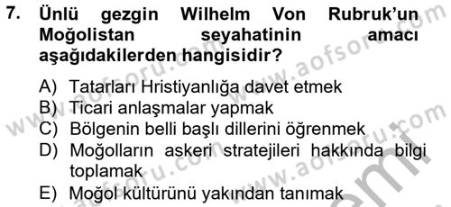 Rusya Tarihi Dersi 2013 - 2014 Yılı (Final) Dönem Sonu Sınav Soruları 7. Soru