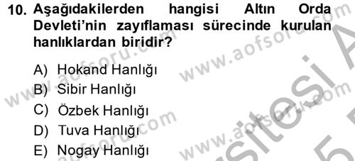 Rusya Tarihi Dersi 2014 - 2015 Yılı (Vize) Ara Sınav Soruları 10. Soru